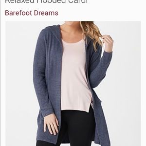 NWT Barefoot Dreams Cozychic Lite Hooded Cardigan w/Pockets - S, Baja Blue